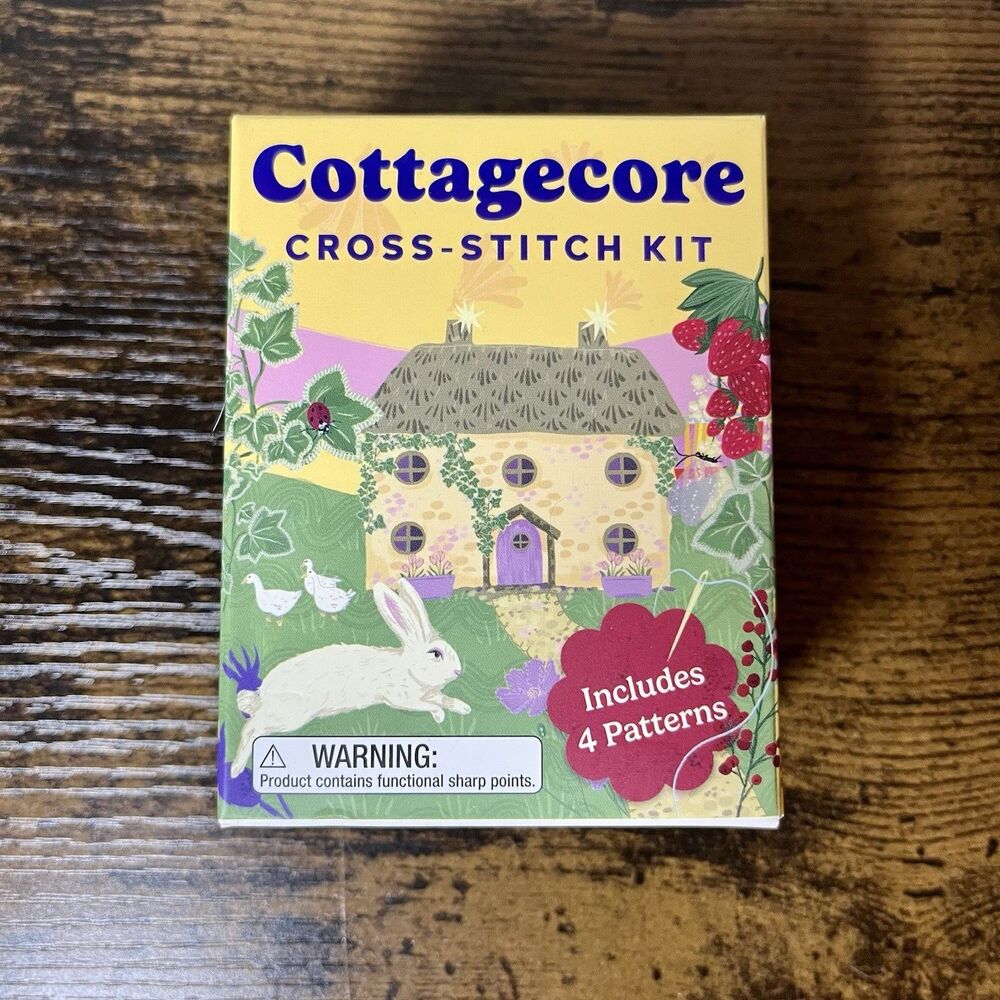 Cottagecore Cross Stitch Kit 4 Patterns Running Press NIB Sealed